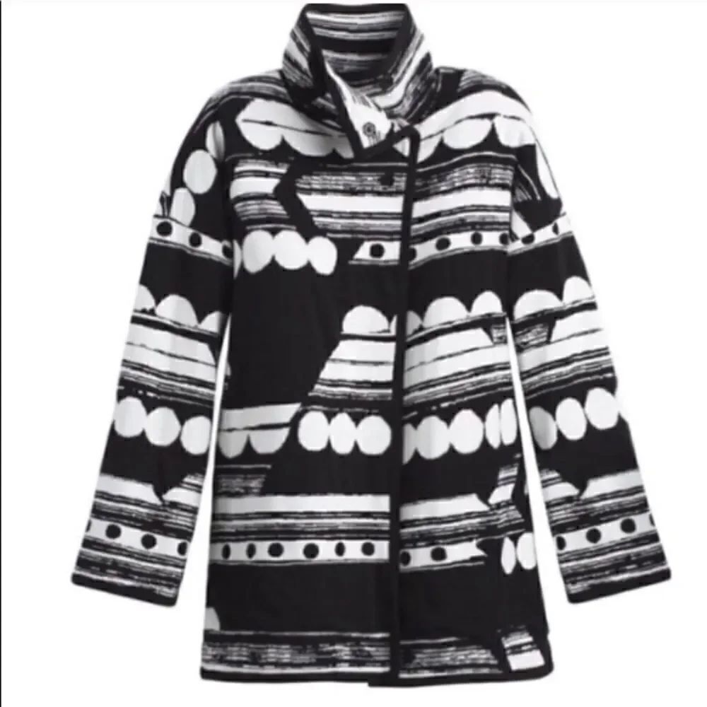 NEW Chico's Black Label Black White Coat